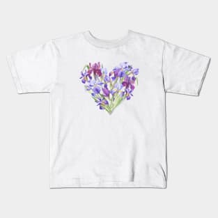 Iris Flowers Heart Kids T-Shirt